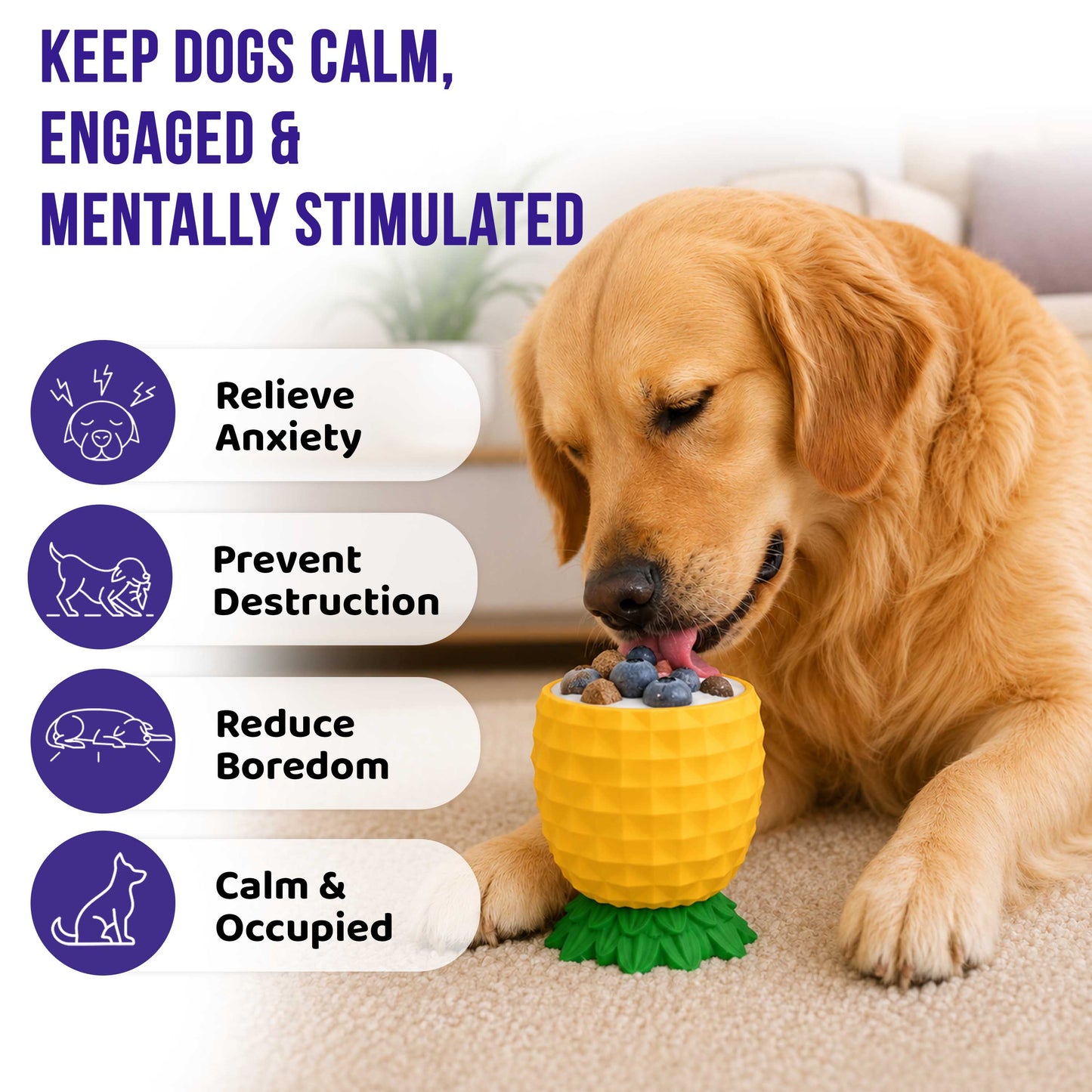 Freezable Pineapple Enrichment Cup | Calming Frozen Slow Feeder & Enrichment Toy for Dogs