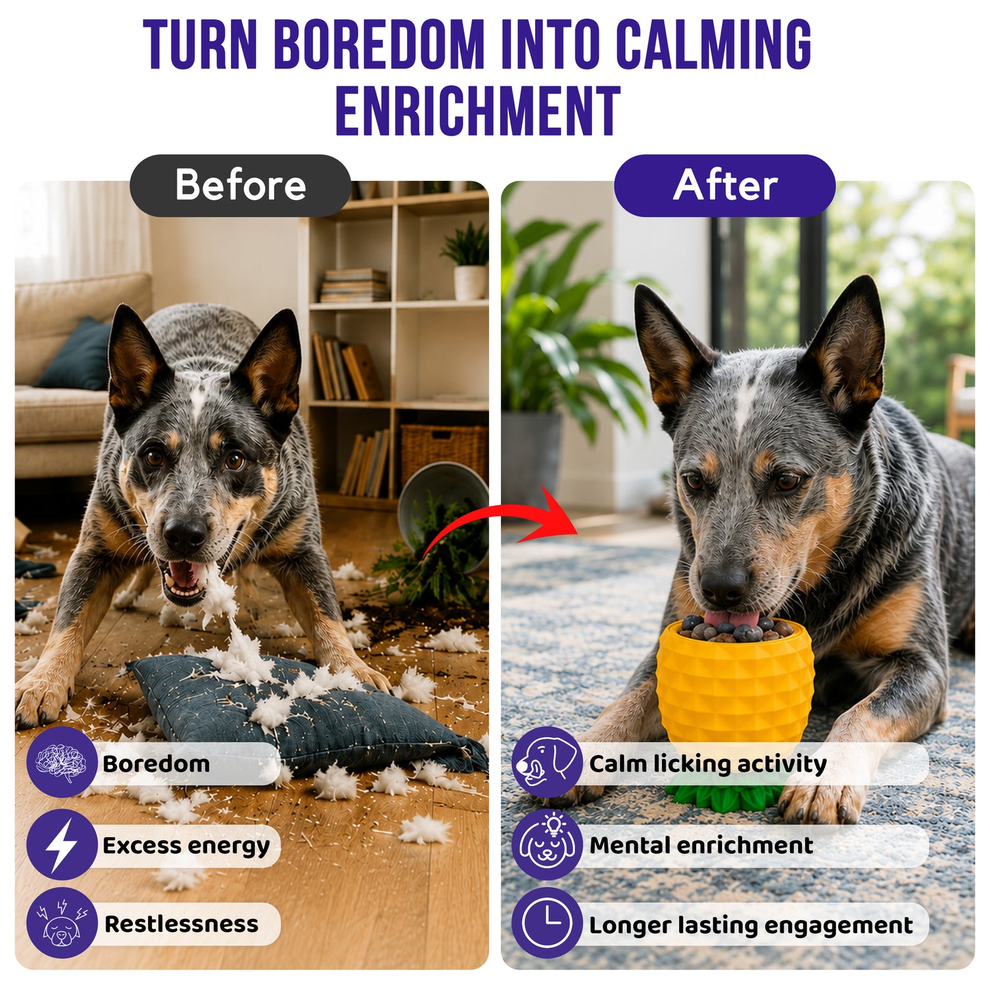 Freezable Pineapple Enrichment Cup | Calming Frozen Slow Feeder & Enrichment Toy for Dogs