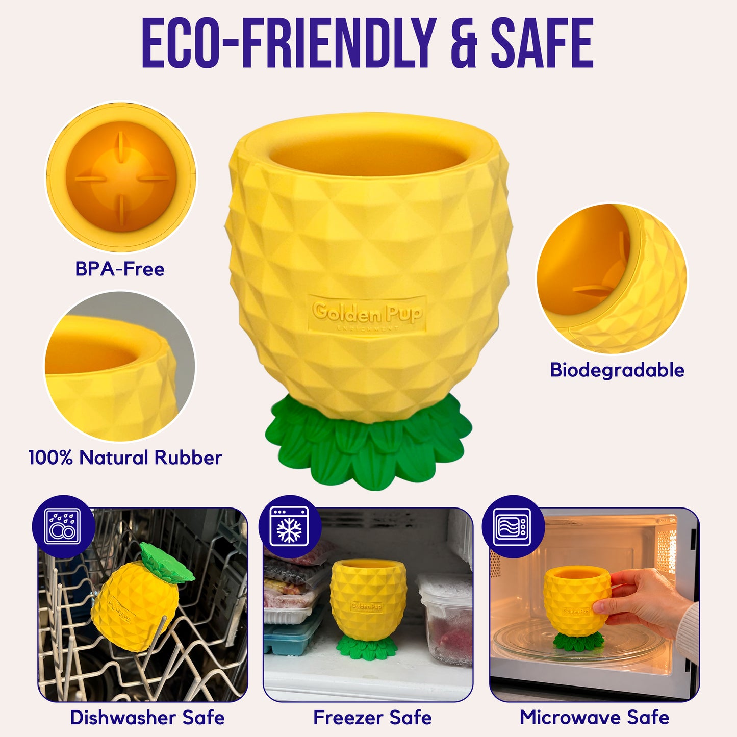 Freezable Pineapple Enrichment Cup | Calming Frozen Slow Feeder & Enrichment Toy for Dogs