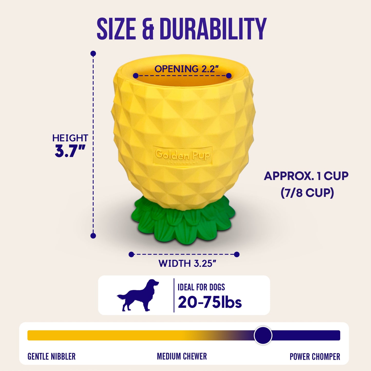Freezable Pineapple Enrichment Cup | Calming Frozen Slow Feeder & Enrichment Toy for Dogs