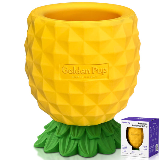 Freezable Pineapple Enrichment Cup | Calming Frozen Slow Feeder & Enrichment Toy for Dogs